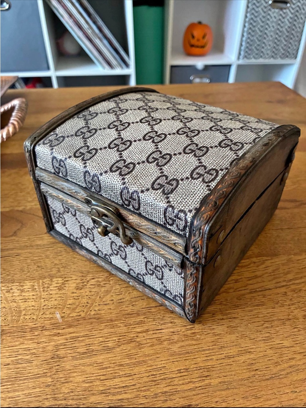Gucci vintage Patterned Brown Canvas Jewelry Box
